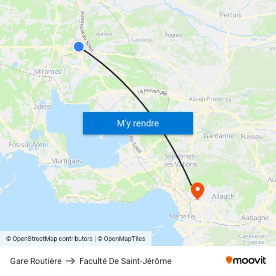 Gare Routière to Faculté De Saint-Jérôme map