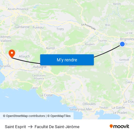 Saint Esprit to Faculté De Saint-Jérôme map