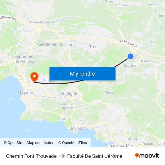 Chemin Font Trouvade to Faculté De Saint-Jérôme map