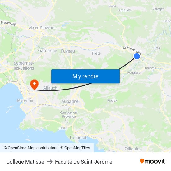 Collège Matisse to Faculté De Saint-Jérôme map