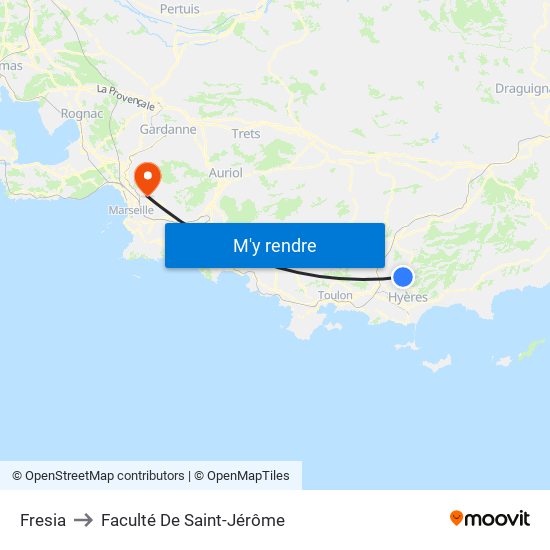 Fresia to Faculté De Saint-Jérôme map