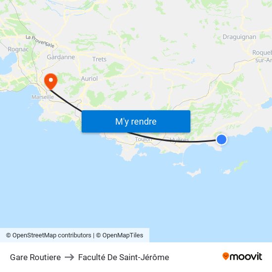 Gare Routiere to Faculté De Saint-Jérôme map