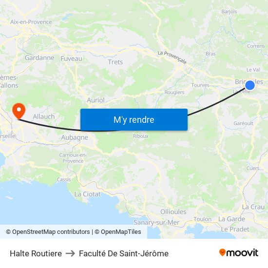 Halte Routiere to Faculté De Saint-Jérôme map