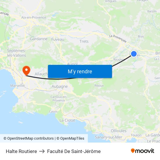 Halte Routiere to Faculté De Saint-Jérôme map