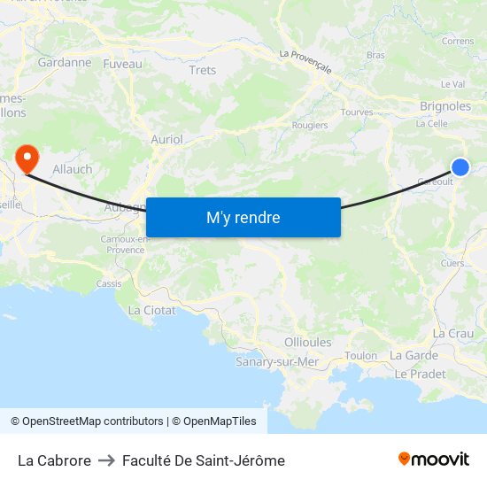 La Cabrore to Faculté De Saint-Jérôme map