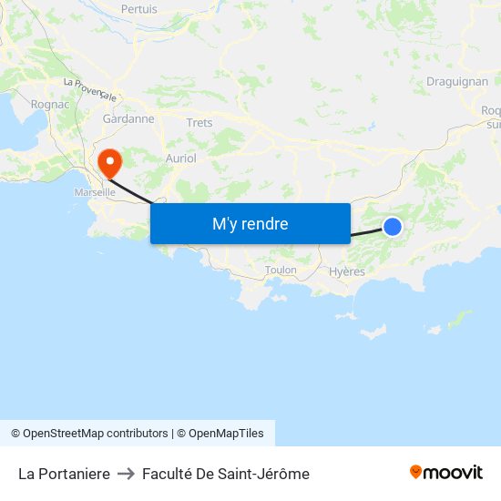La Portaniere to Faculté De Saint-Jérôme map