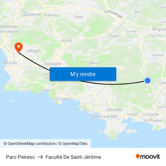 Parc Peiresc to Faculté De Saint-Jérôme map