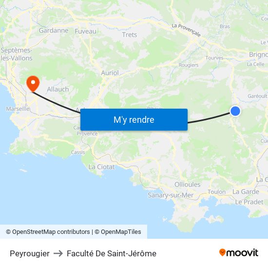 Peyrougier to Faculté De Saint-Jérôme map