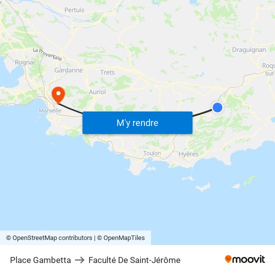 Place Gambetta to Faculté De Saint-Jérôme map