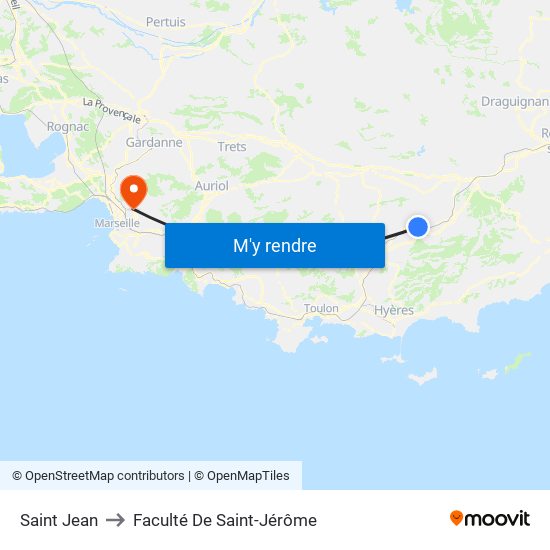 Saint Jean to Faculté De Saint-Jérôme map