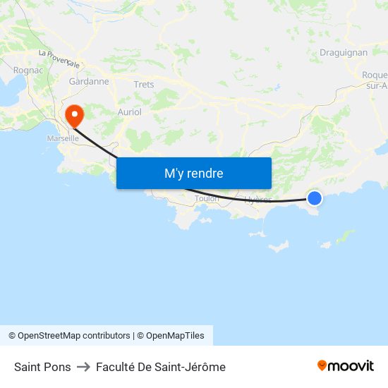 Saint Pons to Faculté De Saint-Jérôme map