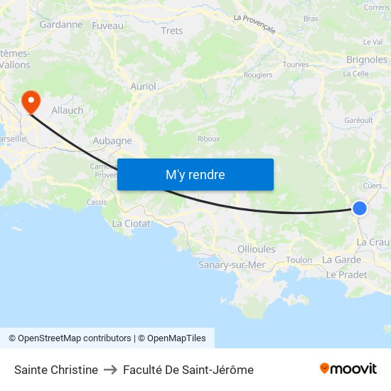 Sainte Christine to Faculté De Saint-Jérôme map
