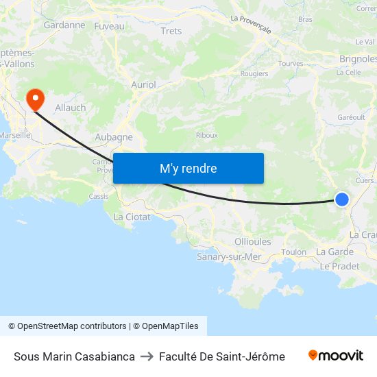 Sous Marin Casabianca to Faculté De Saint-Jérôme map