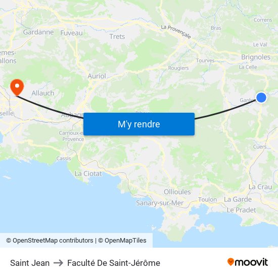 Saint Jean to Faculté De Saint-Jérôme map