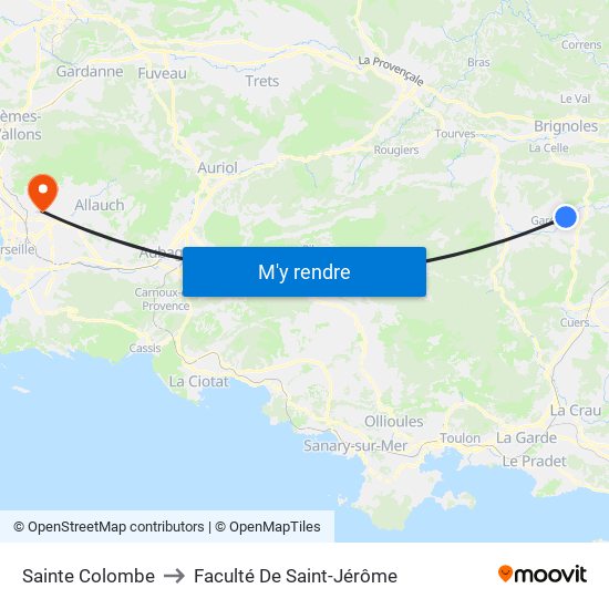 Sainte Colombe to Faculté De Saint-Jérôme map