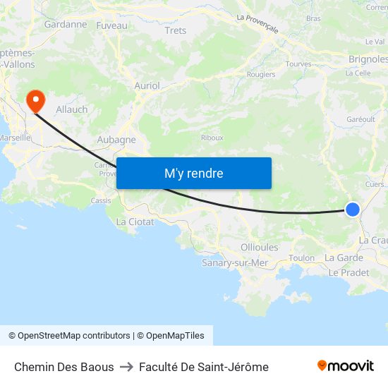 Chemin Des Baous to Faculté De Saint-Jérôme map