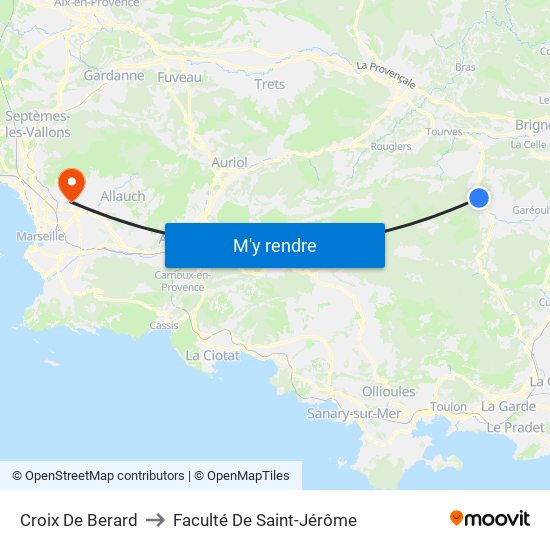 Croix De Berard to Faculté De Saint-Jérôme map