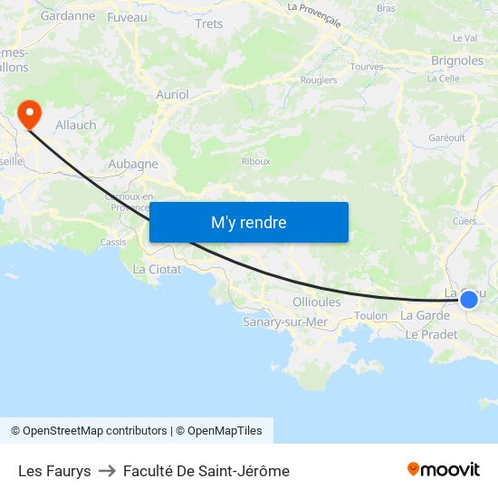 Les Faurys to Faculté De Saint-Jérôme map