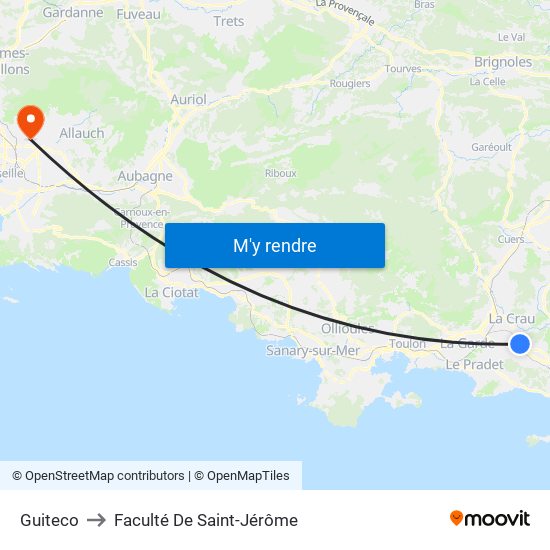 Guiteco to Faculté De Saint-Jérôme map