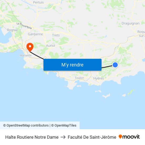 Halte Routiere Notre Dame to Faculté De Saint-Jérôme map