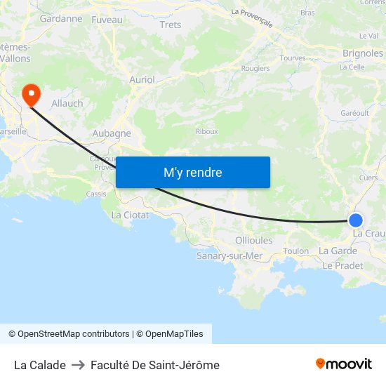 La Calade to Faculté De Saint-Jérôme map