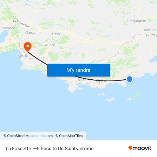 La Fossette to Faculté De Saint-Jérôme map