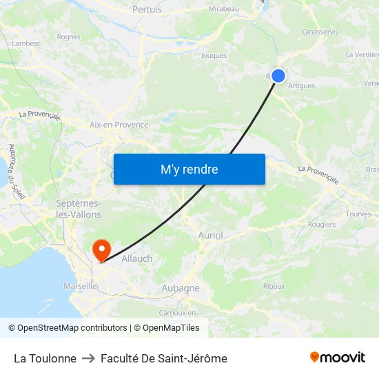 La Toulonne to Faculté De Saint-Jérôme map