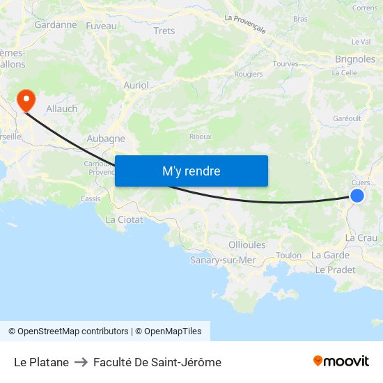 Le Platane to Faculté De Saint-Jérôme map