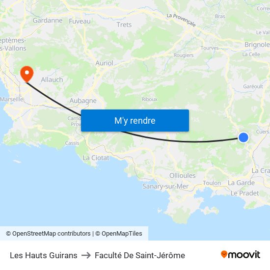 Les Hauts Guirans to Faculté De Saint-Jérôme map