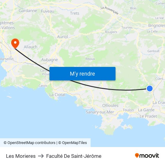 Les Morieres to Faculté De Saint-Jérôme map