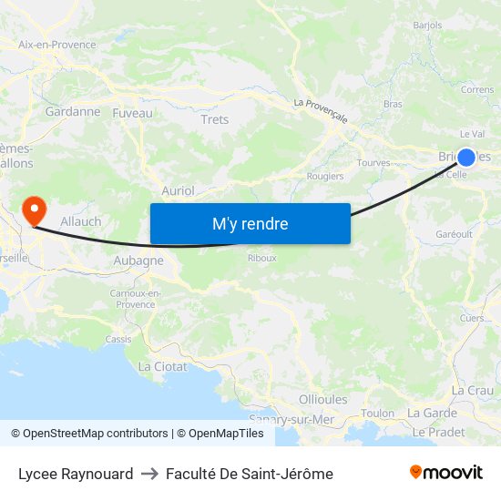 Lycee Raynouard (Parking) to Faculté De Saint-Jérôme map