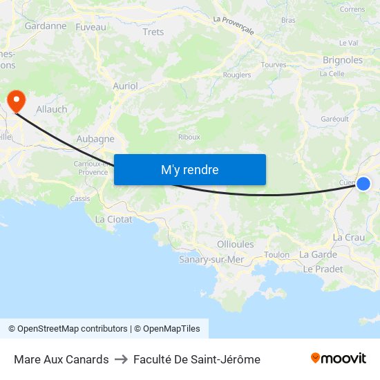 Mare Aux Canards to Faculté De Saint-Jérôme map