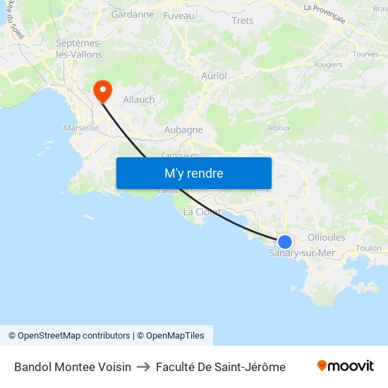 Bandol Montee Voisin to Faculté De Saint-Jérôme map