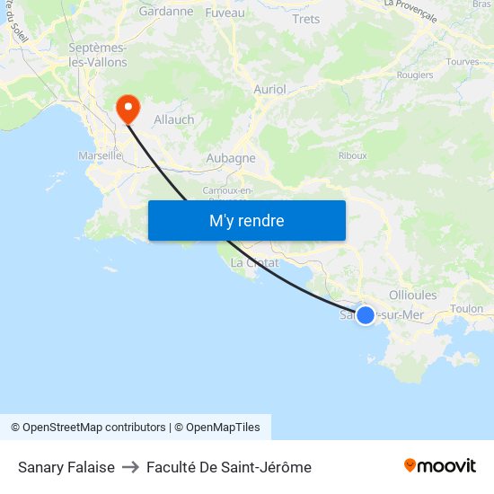 Sanary Falaise to Faculté De Saint-Jérôme map