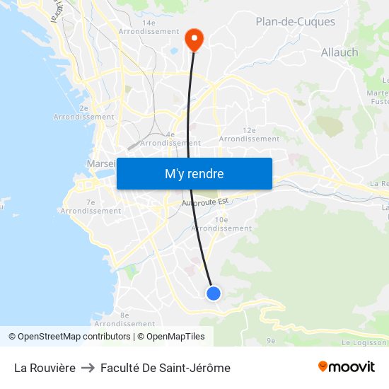 La Rouvière to Faculté De Saint-Jérôme map