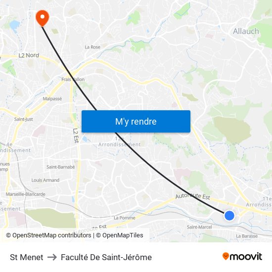 St Menet to Faculté De Saint-Jérôme map