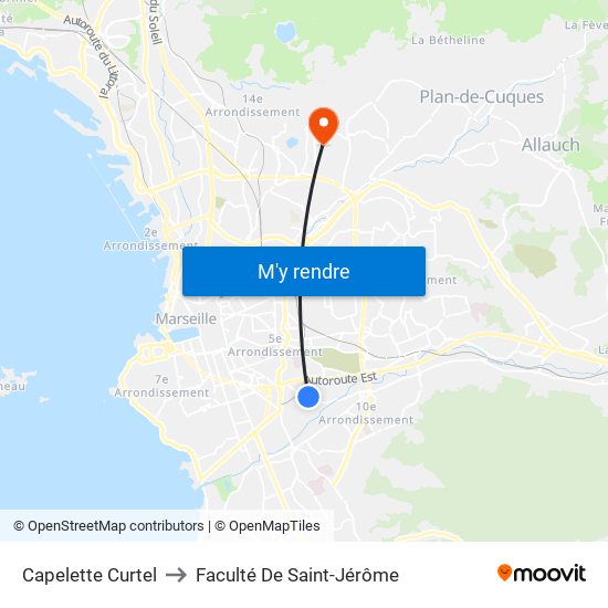 Capelette Curtel to Faculté De Saint-Jérôme map