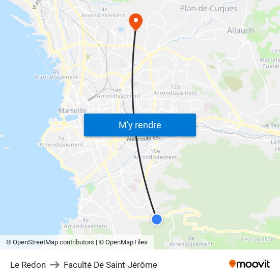Le Redon to Faculté De Saint-Jérôme map