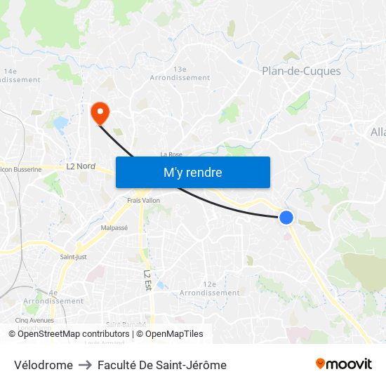 Vélodrome to Faculté De Saint-Jérôme map