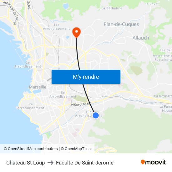 Château St Loup to Faculté De Saint-Jérôme map