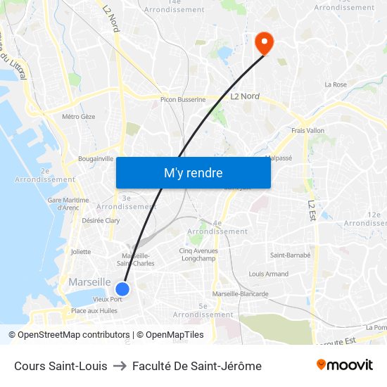 Cours Saint-Louis to Faculté De Saint-Jérôme map