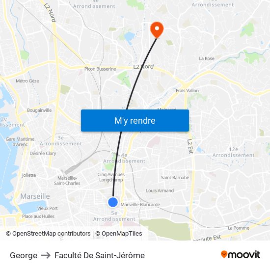 George to Faculté De Saint-Jérôme map
