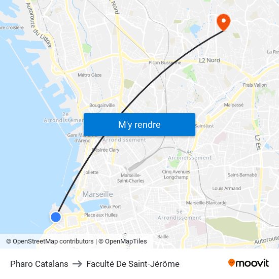 Pharo Catalans to Faculté De Saint-Jérôme map