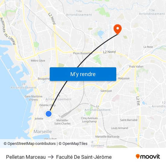 Pelletan Marceau to Faculté De Saint-Jérôme map