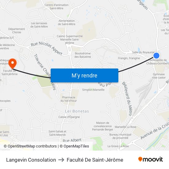 Langevin Consolation to Faculté De Saint-Jérôme map