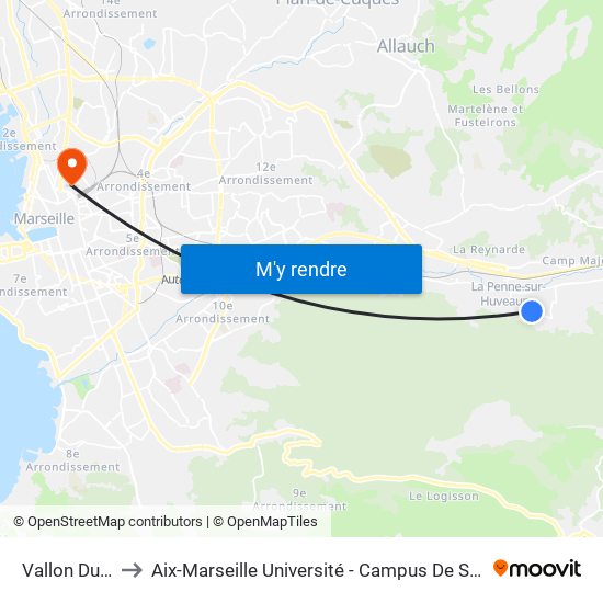Vallon Du Roy to Aix-Marseille Université - Campus De Saint-Charles map