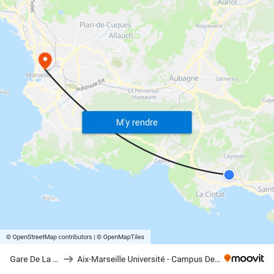 Gare De La Ciotat to Aix-Marseille Université - Campus De Saint-Charles map