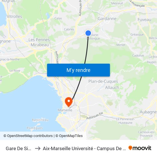 Gare De Simiane to Aix-Marseille Université - Campus De Saint-Charles map