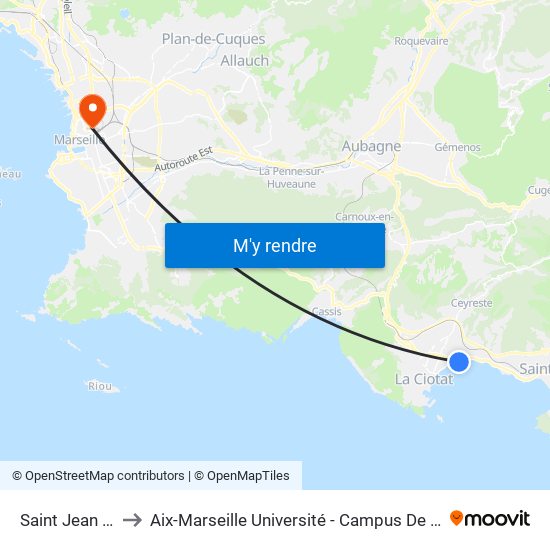Saint Jean Ecole to Aix-Marseille Université - Campus De Saint-Charles map