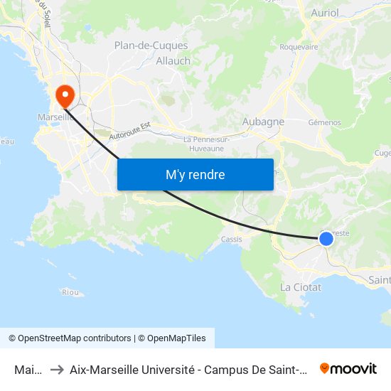 Mairie to Aix-Marseille Université - Campus De Saint-Charles map